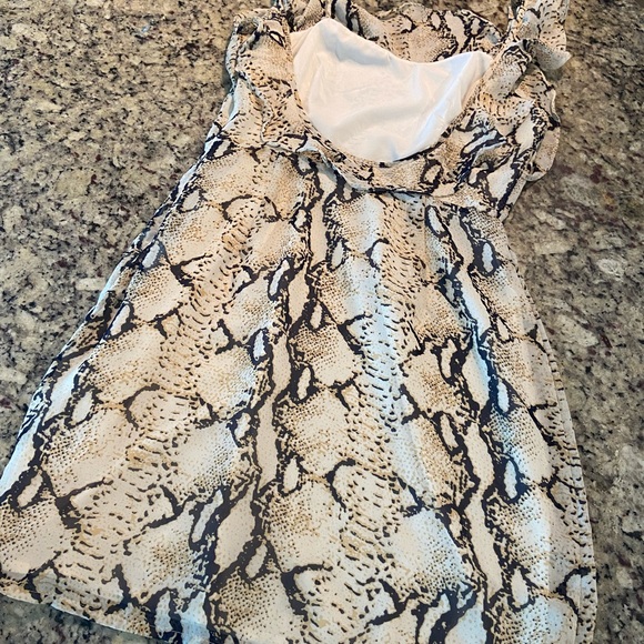 Superdown Snake Print Ruffle Mini Dress - Picture 3 of 6
